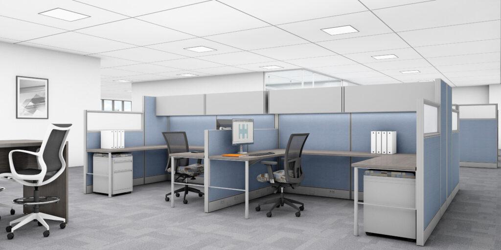 Modern and ergonomic cubicles designed to boost productivity and create a comfortable work environment. These high-quality office cubicles feature sleek design, ample workspace, and integrated storage solutions, perfect for any contemporary office setting. Upgrade your office with our customizable and efficient cubicle systems.